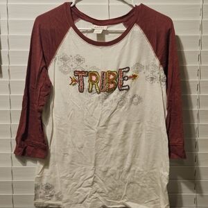 Ariat Women's Burgundy and White Raglan Top